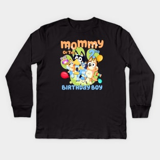 Bluey and Bingo mom happy birthday Kids Long Sleeve T-Shirt